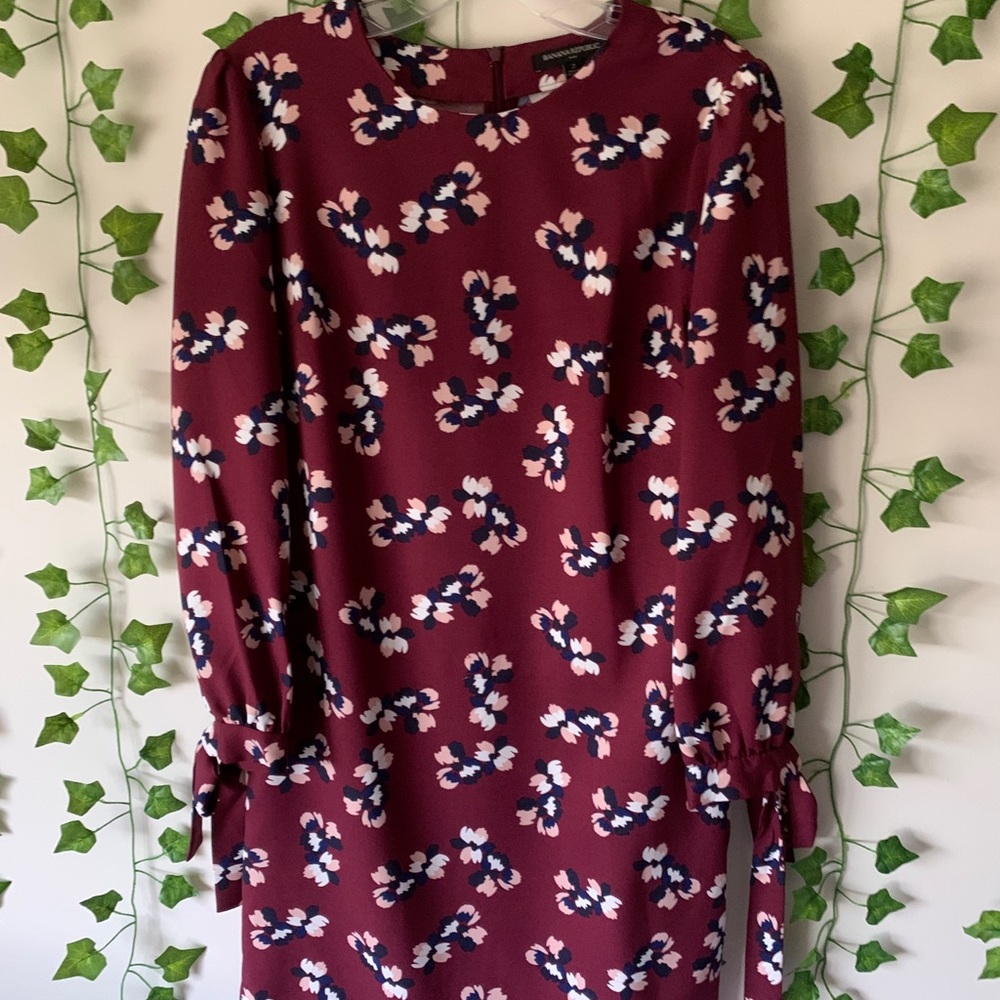 Maroon floral business dress
